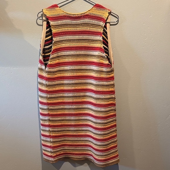 New NWT Stefanel Striped Crochet Sleeveless Oversized Open Front Cardigan - Picture 9 of 11